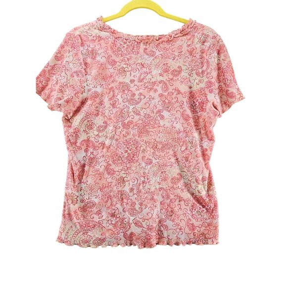 Oneworld Womens Top Size Medium Multi-Color 100% Cotton Short Sleeve Pullover - Picture 2 of 12